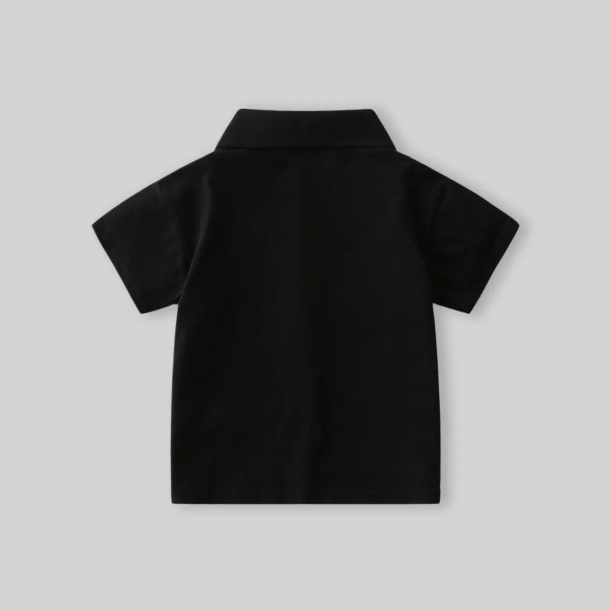 Boys Black Color-blocked Polo T-Shirt With Short Sleeves