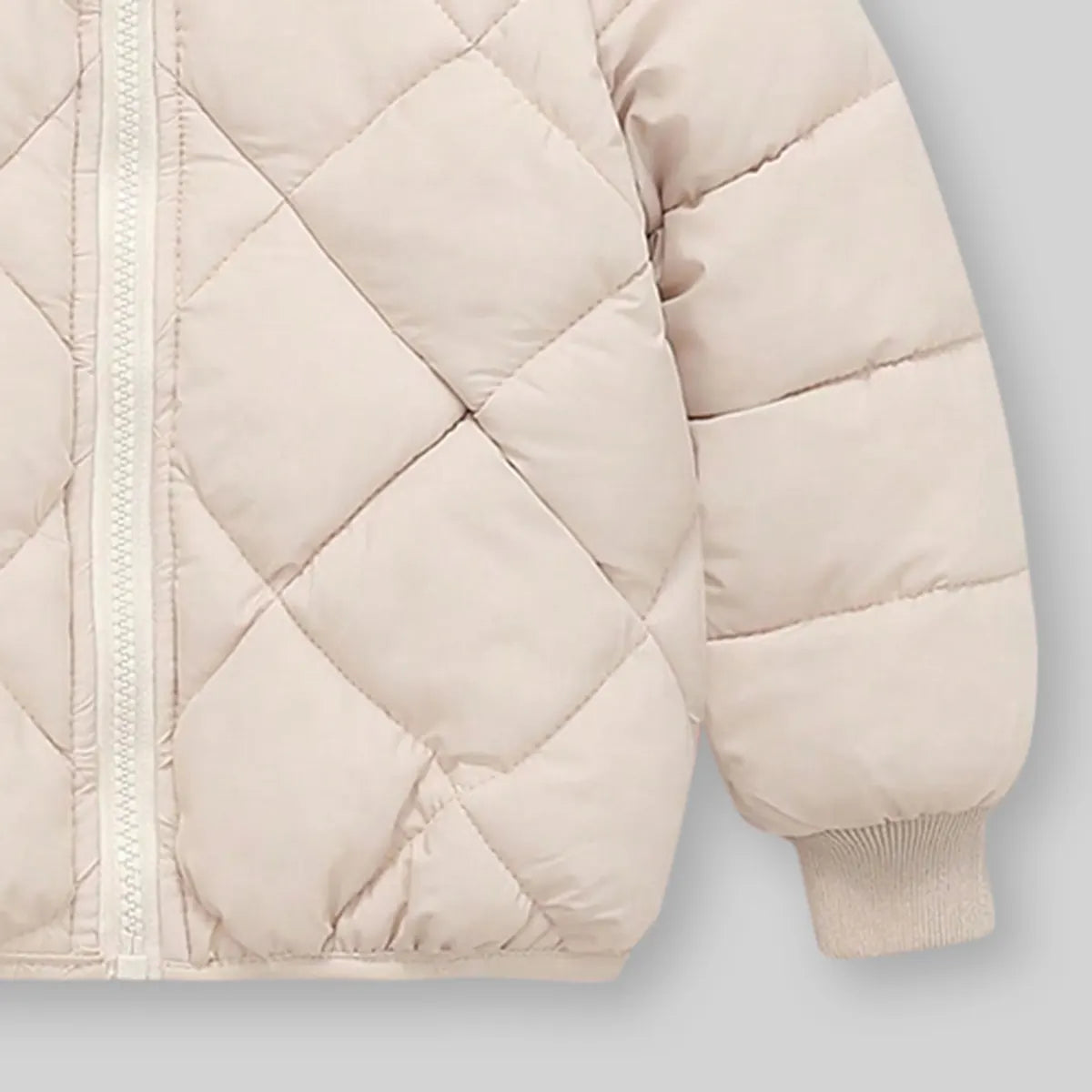 Boys Apricot Hooded Zip-up Puffer Jacket With Long Sleeves