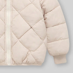 Boys Apricot Hooded Zip-up Puffer Jacket With Long Sleeves
