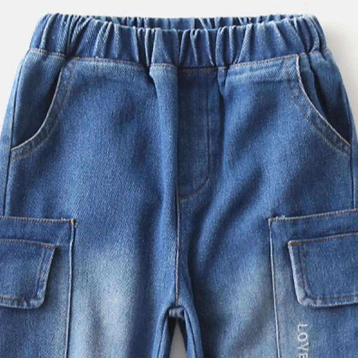 Boys Blue Denim Cargo Jogger Pants