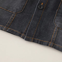 Boys Black Denim Short Sleeves Shirt & Shorts Co-ord Sets