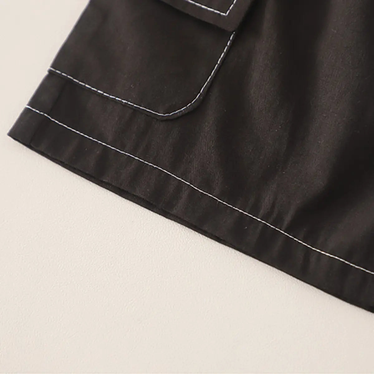 Boys Black Checked Shirt With Cargo Shorts & Sling Bag Sets