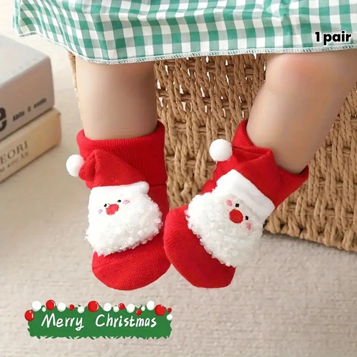Baby Red Santa Claus Christmas Socks - 1 Pair