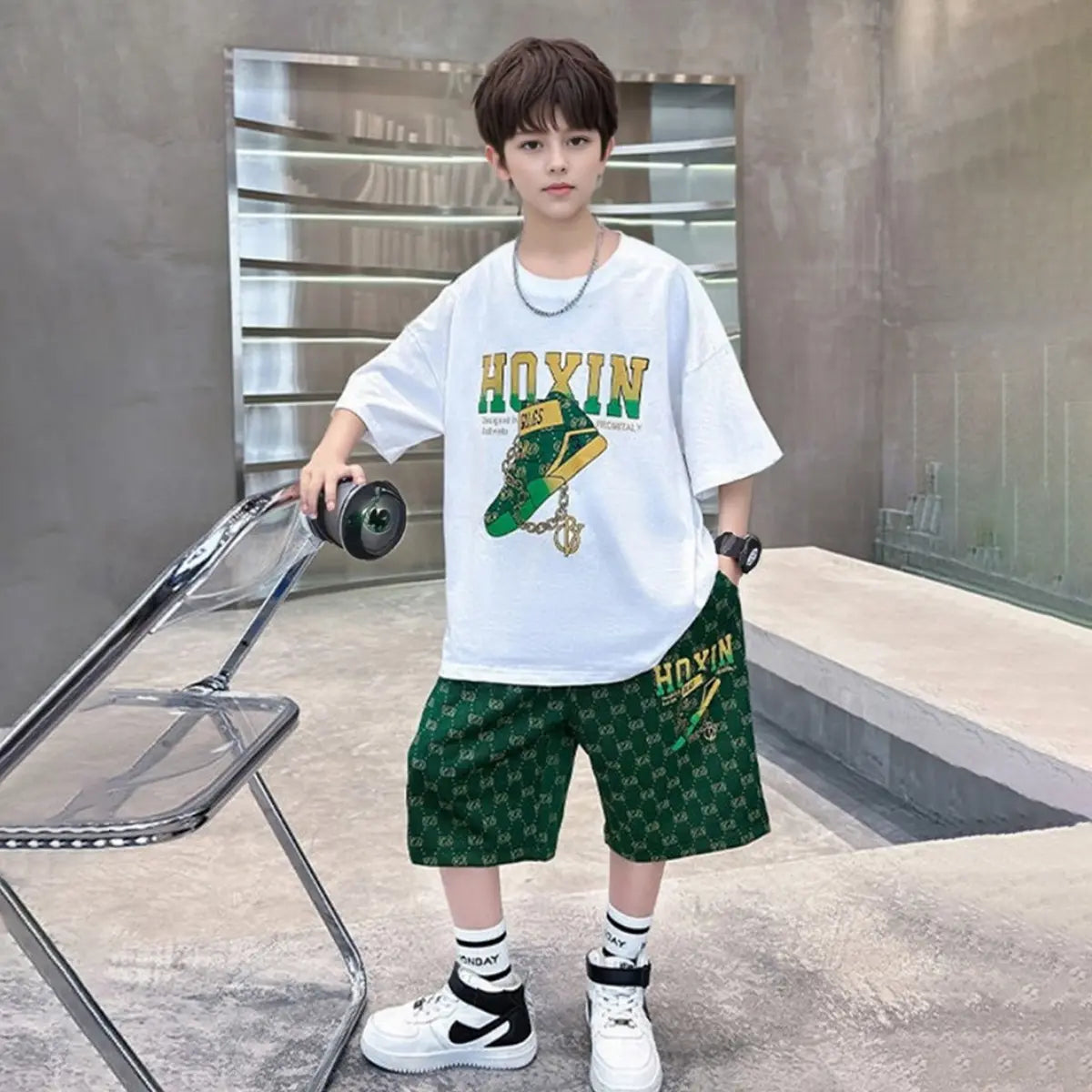 Boys Black Graphics Oversized T-Shirt With Shorts Set c02cfe28-1f12-42f5-955d-15853ad8d564
