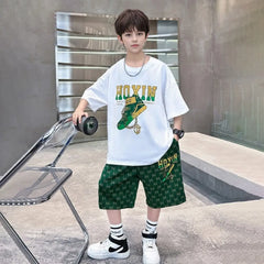 Boys Black Graphics Oversized T-Shirt With Shorts Set c02cfe28-1f12-42f5-955d-15853ad8d564