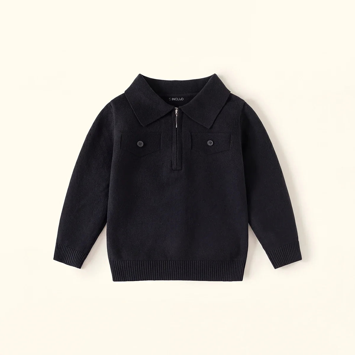 Boys Black Long Sleeve Polo Sweater