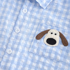 Boys Blue Cat Applique Sweater Vest With Shirt and Pant Set