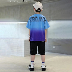 Boys Blue Graphics Short Sleeves T-Shirt With Shorts Set
