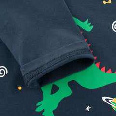 Boys Blue Dinosaur Printed Long Sleeves T-Shirt