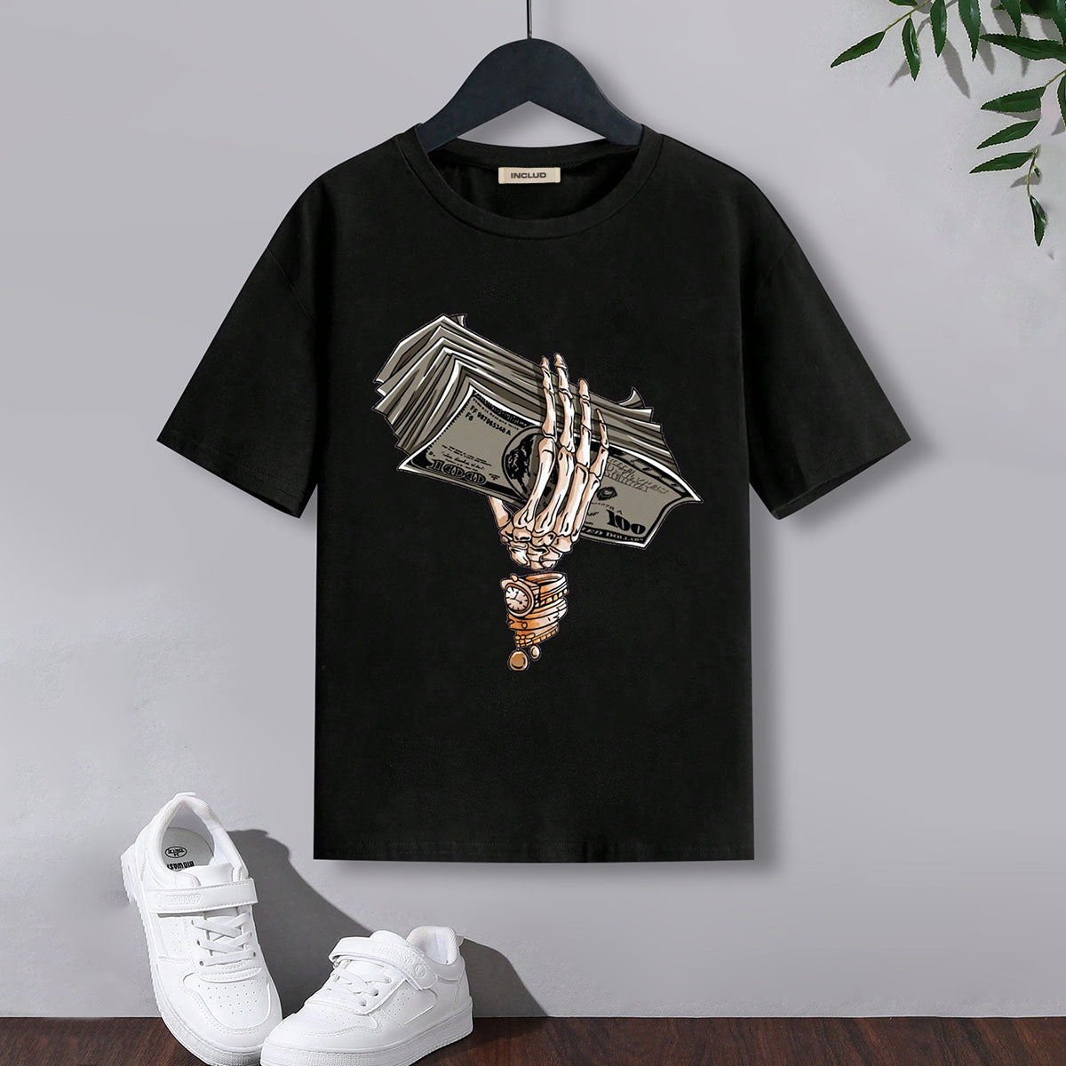 Boys Black Print Graphic Short Sleeves T-Shirt