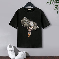 Boys Black Print Graphic Short Sleeves T-Shirt