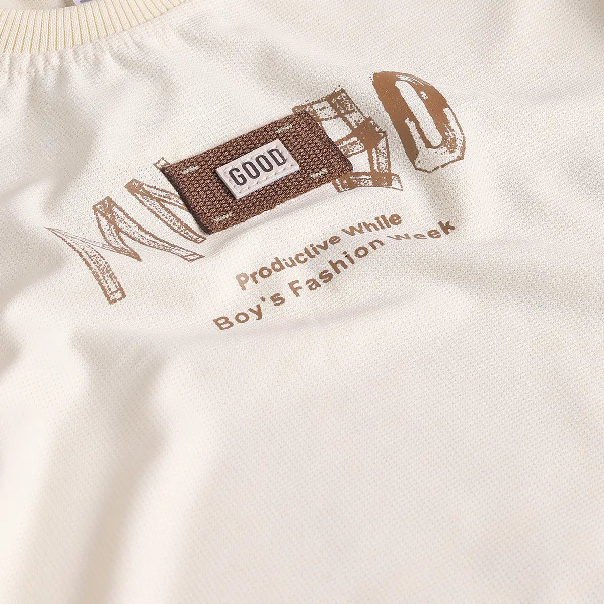 Boys Apricot Typographic Printed T-Shirt With Cargo Shorts Sets