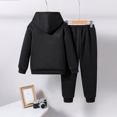 Boys Black Motorcycle Printed Hooded Sweatshirt with Joggers Set