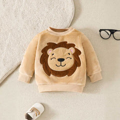 Boys Beige Lion Embroidered Sweatshirt With Jogger Co-ord Set