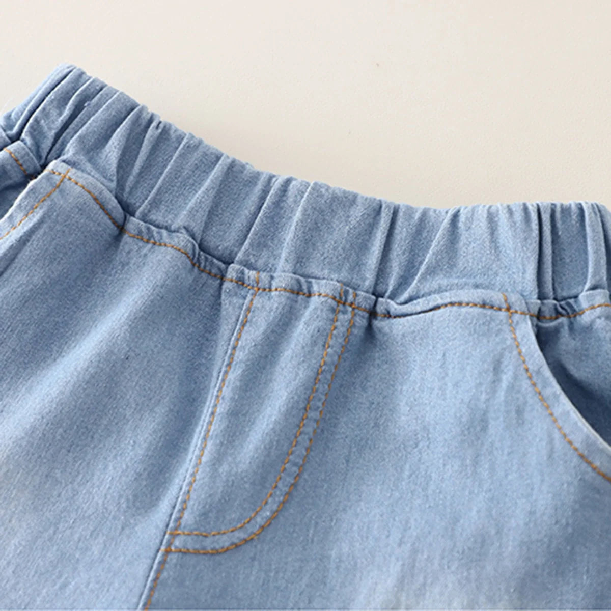Boys Blue Graphics T-Shirt With Denim Shorts Set