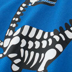 Boys Blue Dinosaur Cartoon Printed Short Sleeves T-Shirt