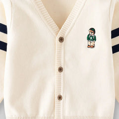 Boys Apricot Bear Applique Knitted Cardigan