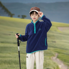 Boys Blue Fleece Half Zipper Jacket