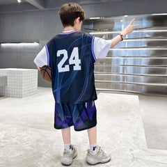 Boys Black Typographic Print Short Sleeve T-Shirt With Elasticated Shorts Sets