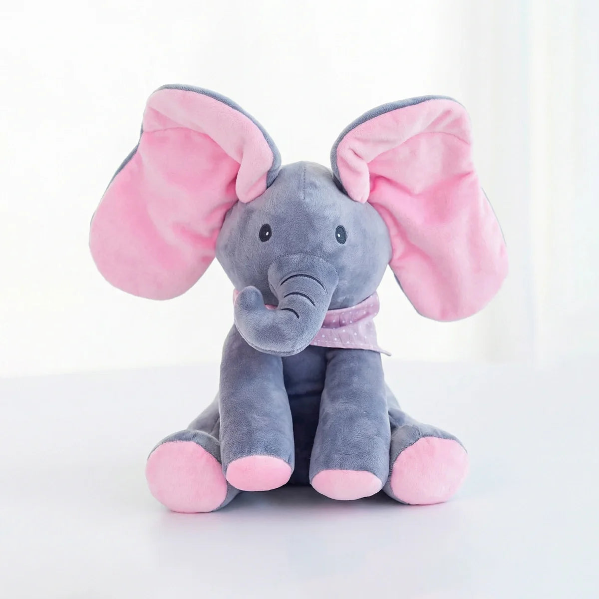 Baby Pink Peek-a-Boo Musical Elephant Plush Toy