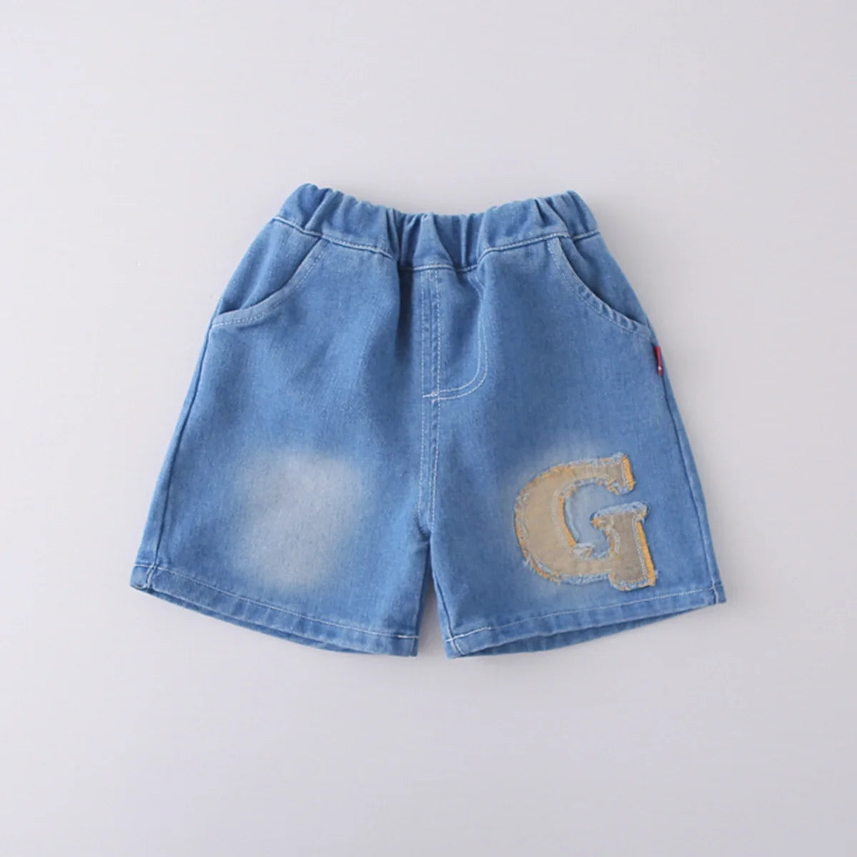 Boys Black Letter G Printed T-Shirt With Denim Shorts Set