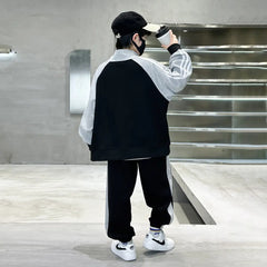 Boys Black Embroidered Sweatshirt With Jogger Sets