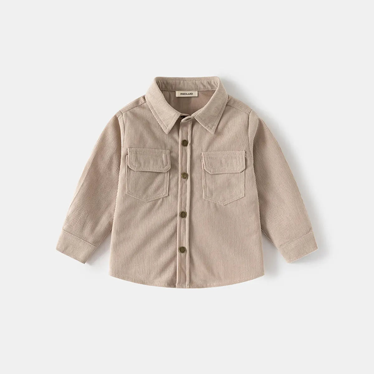 Boys Beige Corduroy Long Sleeves Shirts