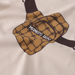 Boys Beige Graphic Printed Short Sleeve T-Shirt With Shorts Sets