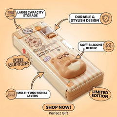 3D Squishy Capybara Pop Eye Magnetic Pencil Box for Kids