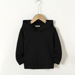 Boys Black Solid Hooded Long Sleeves Winter Sweatshirts