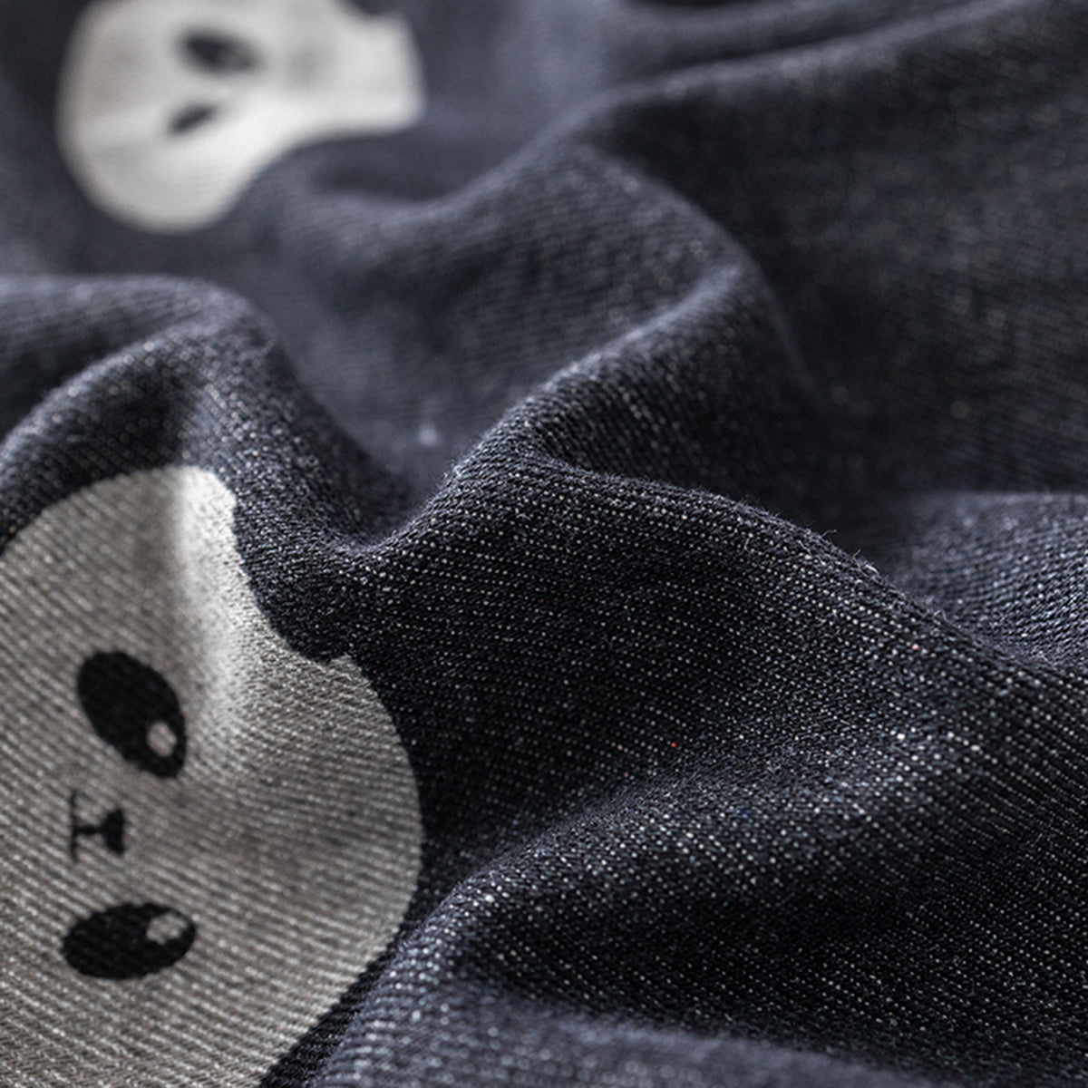 Boys Black Panda Printed Denim Jacket With T-Shirt & Joggers Set