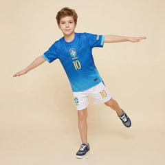 Boys Blue Alphanumeric Print Short Sleeve T-Shirt With Shorts Sets