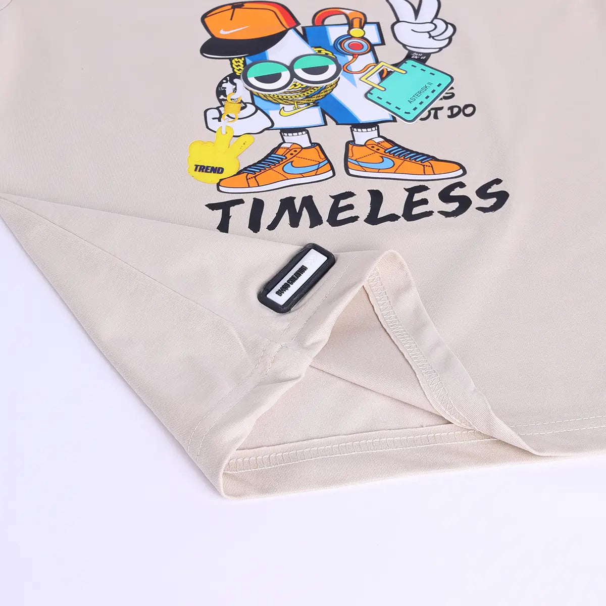 Boys Beige Graphic Short Sleeve T-Shirt With Elasticated Cargo Shorts Sets