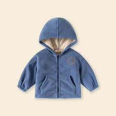 Boys Blue Fleece Zip-up Hoodie With Kangaroo Pocket