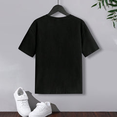 Boys Black Print Graphic Short Sleeves T-Shirt