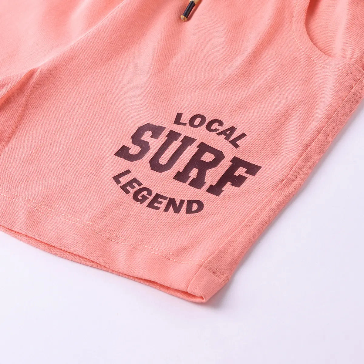 Boys Apricot Surf Printed Vest With Drawstring Shorts Sets