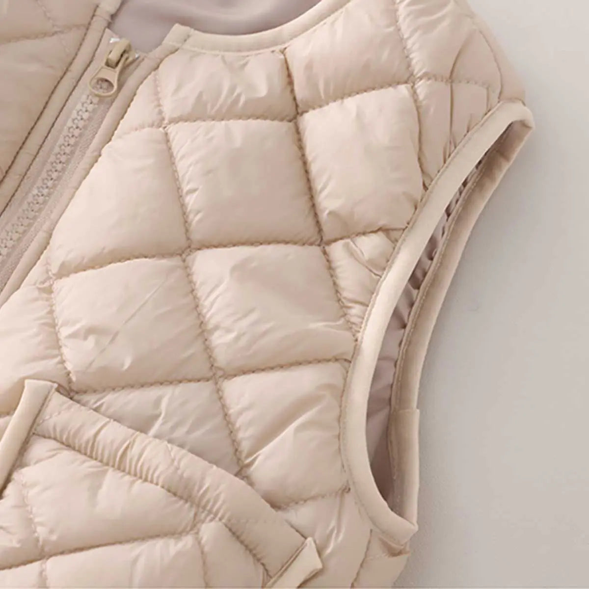 Boys Beige Long Sleeve Fleece Jacket With Quilted Vest & Jogger Sets