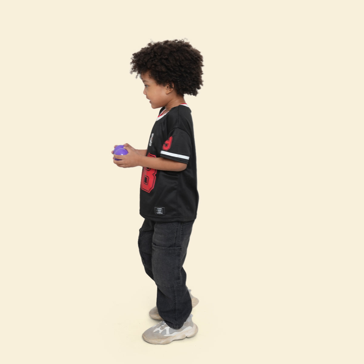 Boys Black Contrast Neck Rib Short Sleeve T-Shirt