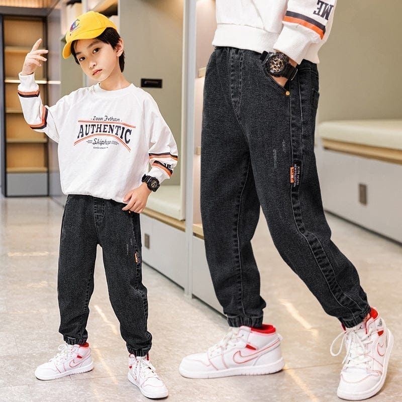 Boys Black Denim Jogger
