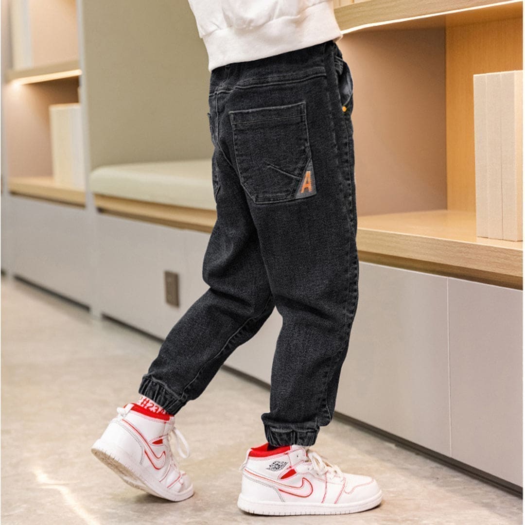 Boys Black Denim Jogger