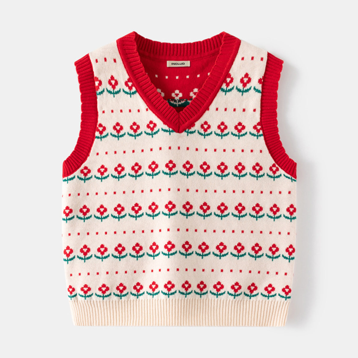 Boys Apricot Self-Design Jacquard Sweater Vest