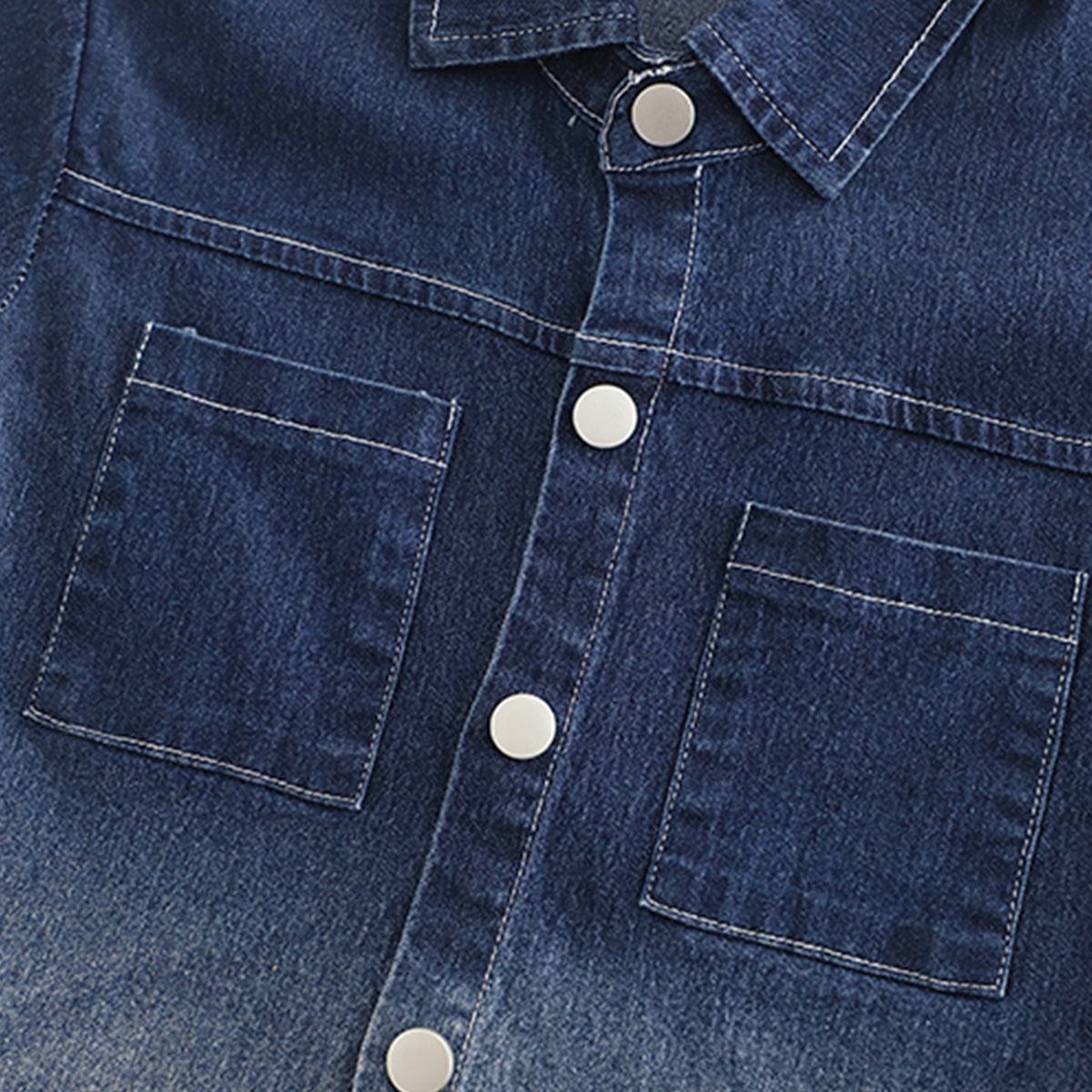 Boys Blue Denim Short Sleeves Shirt And Shorts  With Inner Tee Set