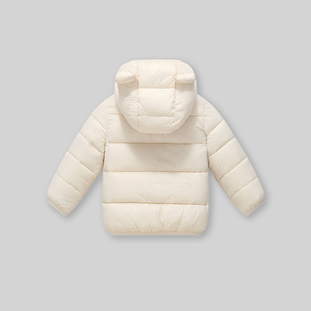 Boys Apricot Solid Front Zipper Hooded Puffer Jacket