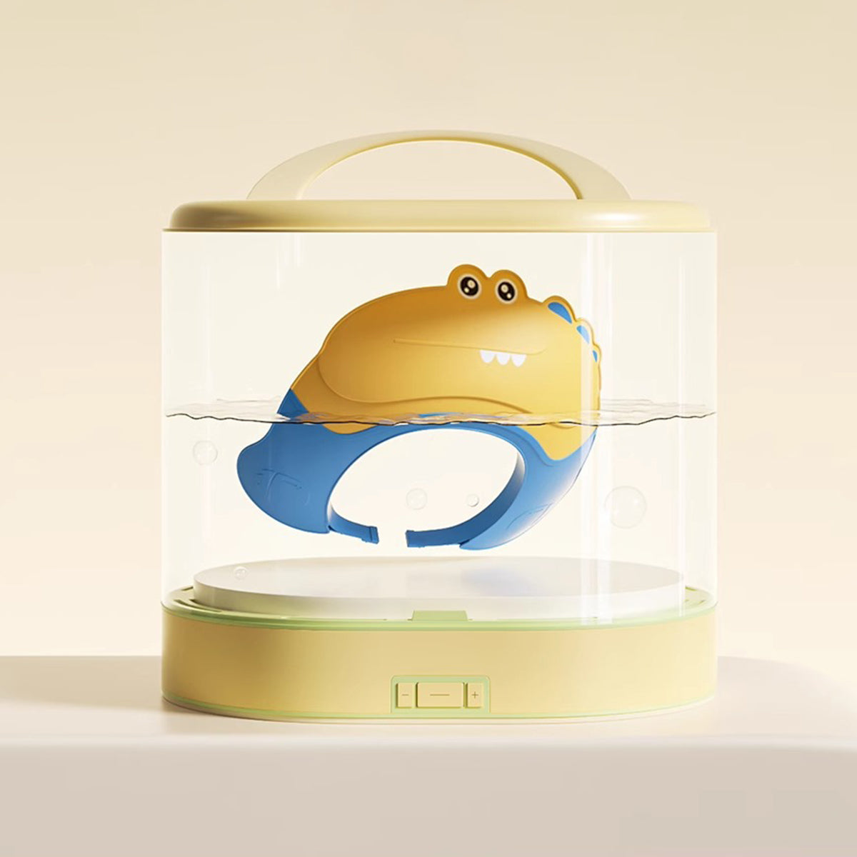 Baby Yellow Dinosaur Shower Cap with Water Guard