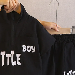 Boys Black Typographic Printed Oversized T-Shirt With Shorts Co-ord Sets