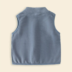 Boys Blue Fleece Vest With Bear Patch