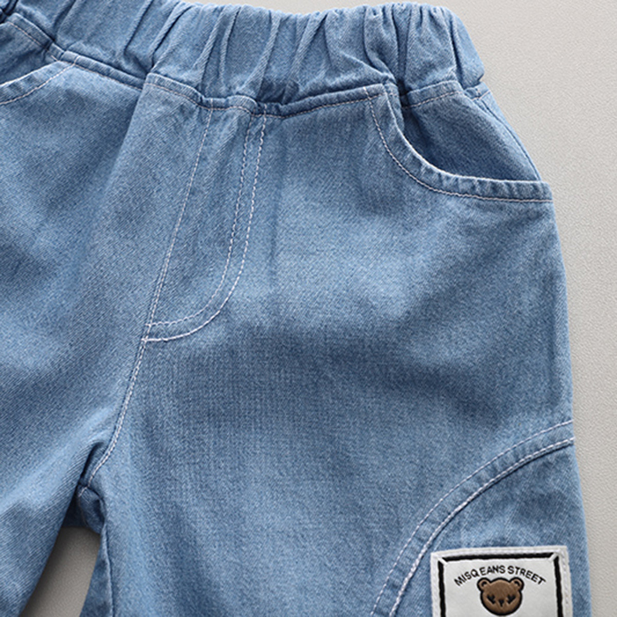 Boys Black Passion Print Short Sleeve T-Shirt With Denim Shorts Set