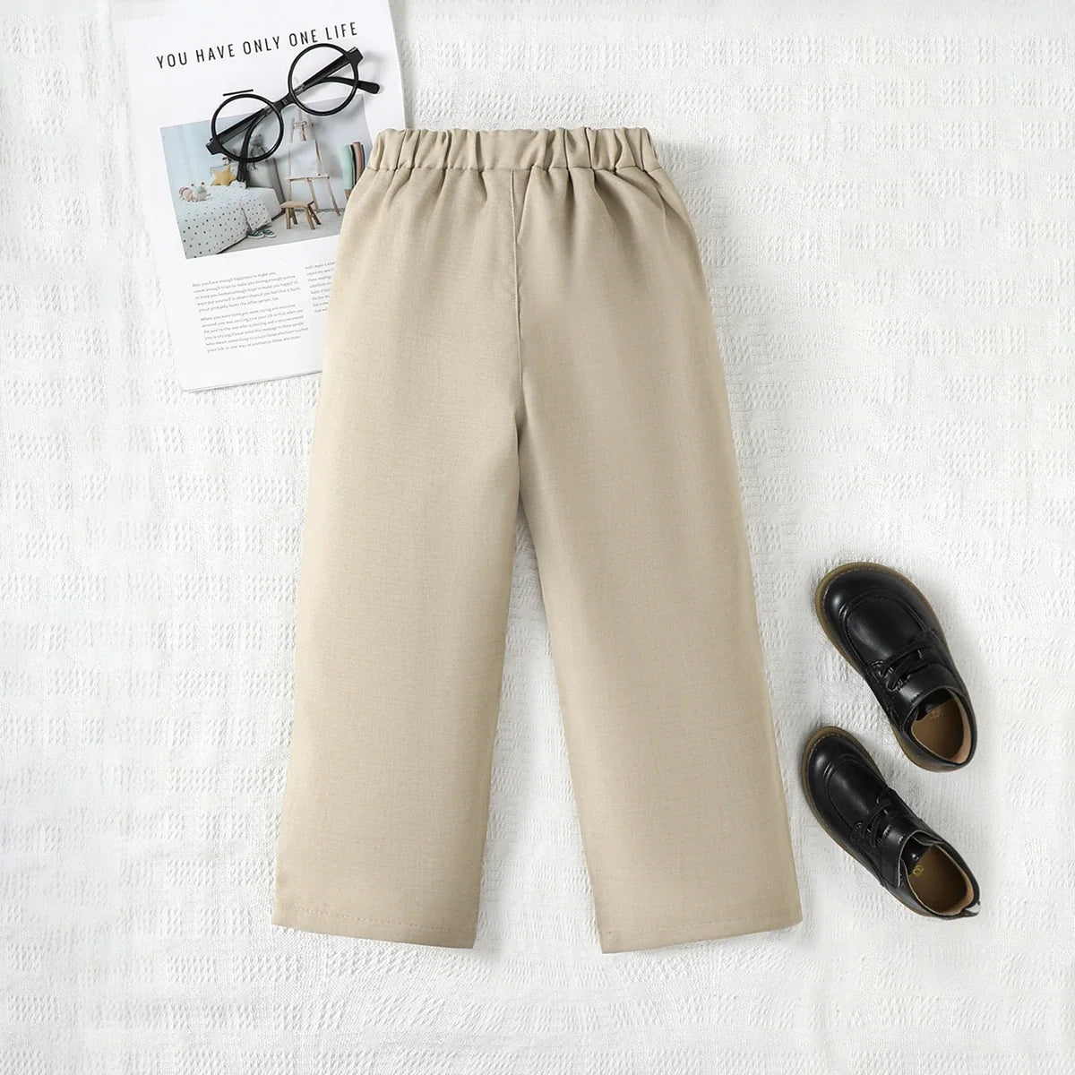 Boys Beige Relaxed Fit Pants