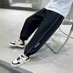 Boys Black Side Stripe Joggers