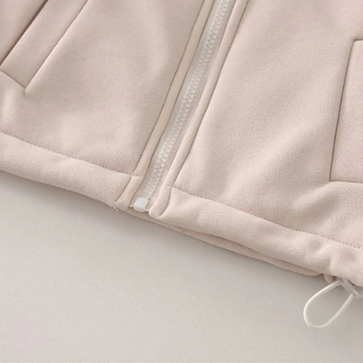 Boys Beige Long Sleeve Fleece Jacket With Quilted Vest & Jogger Sets